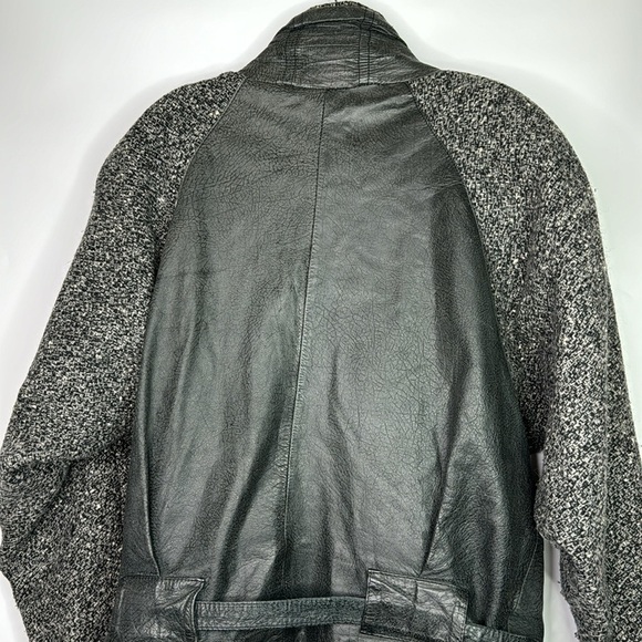 Vintage Winlit Grey Black Wool Leather Jacket Size 11/12 - Picture 6 of 12